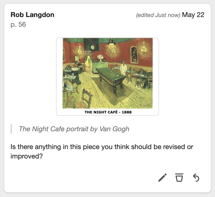 Annotation card showing a thumbnail with a description shown directly under it.